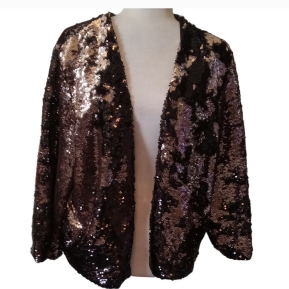 > Torrid Sequin Black and Gold Jacket Women's Size 1/2